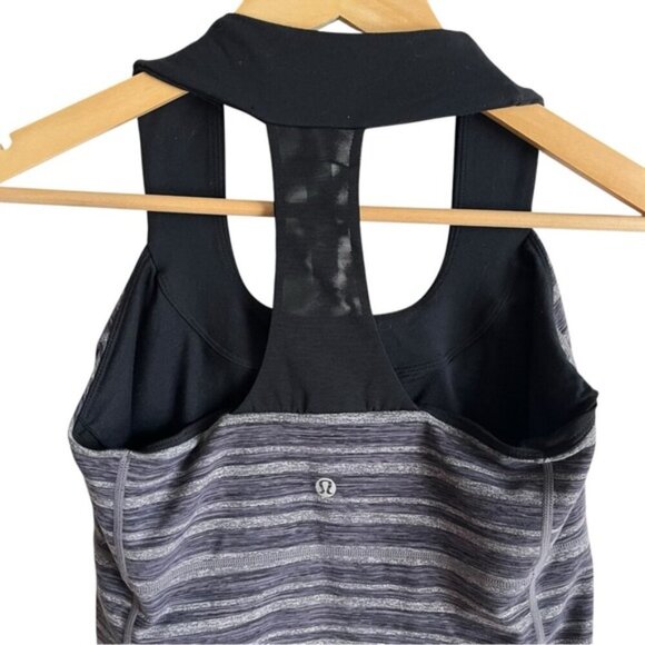 Lululemon Scoop Neck Tank Size 8 Black Stripes Galore / Black - Picture 6 of 9